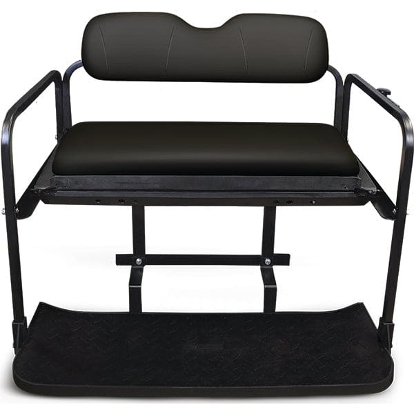 RHOX Rhino golf cart rear flip seat kit with Black Cushions