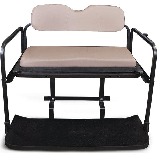RHOX Rhino golf cart rear flip seat kit with Stone Beige Cushions