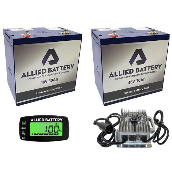 Allied 48v lithium battery set & charger - club car