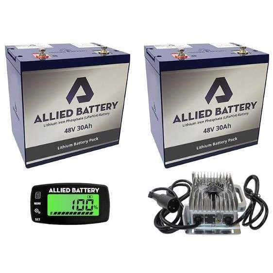 Allied 48v lithium battery set & charger - club car