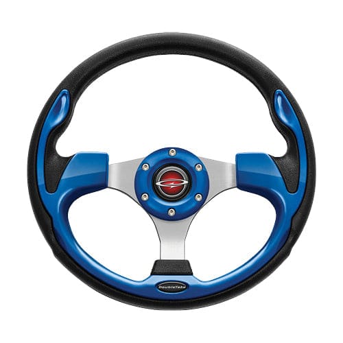 Blue doubletake pilot golf cart steering wheel and adapter
