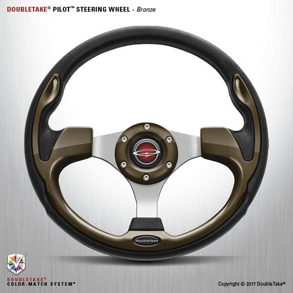 Bronze Doubletake Pilot Golf Cart Steering Wheel and Adapter