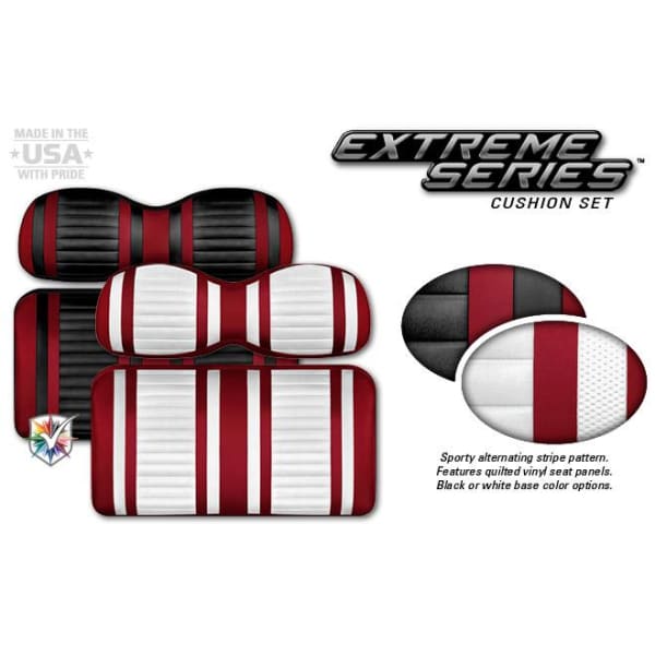 Ezgo rxv golf cart front seat cushions - extreme stripe by