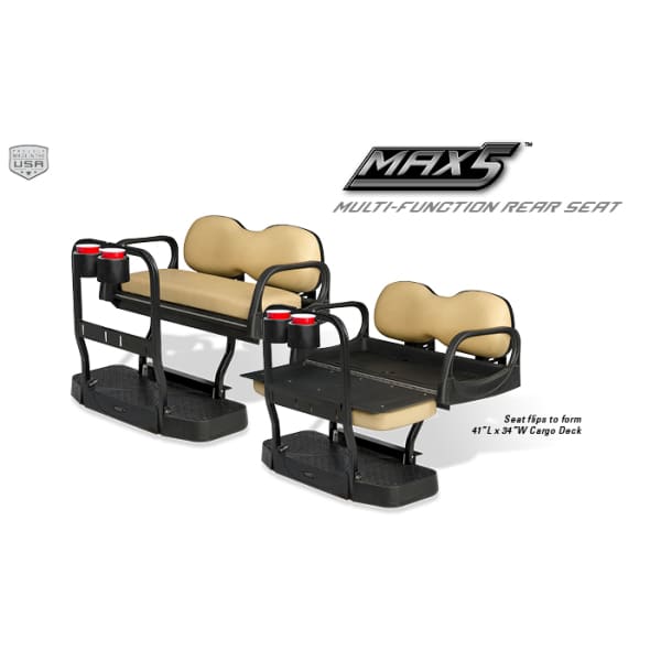 EZGO TXT Golf Cart Doubletake Max5 Rear Flip Seat Kit - Choice of Cushion Color