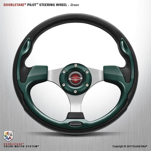 Green Doubletake Pilot Golf Cart Steering Wheel and Adapter