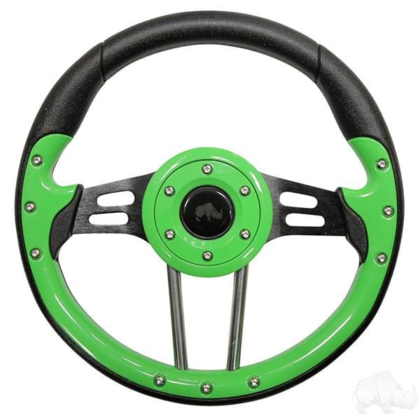 Lime Green 13" Aviator Golf Cart Steering Wheel with Adapter Hub