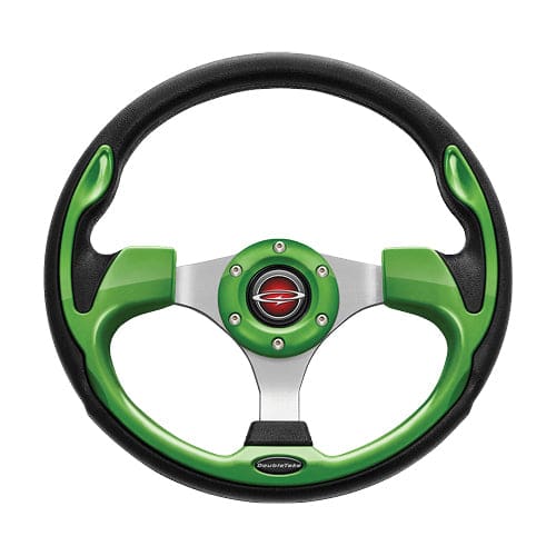 Lime green doubletake pilot golf cart steering wheel and