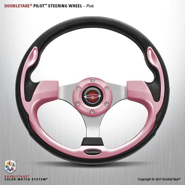 Pink Doubletake Pilot Golf Cart Steering Wheel and Adapter