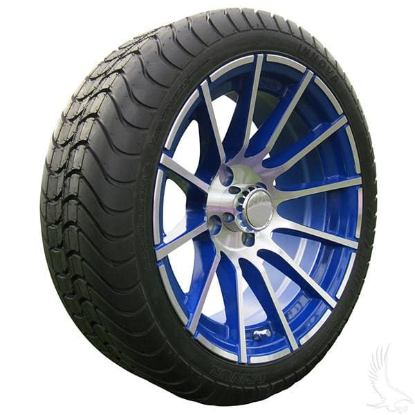 Set of (4) 205/35R-15 Golf Cart Street / Turf Tires with #600 Aluminum Wheels