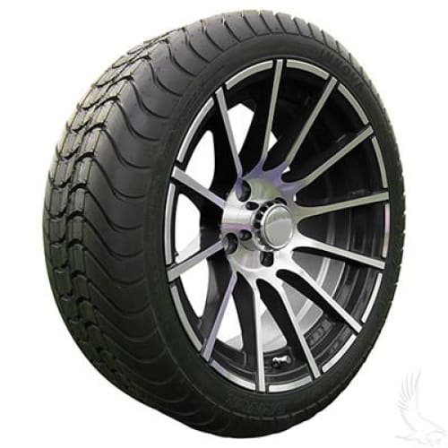 Set of (4) 205/35R-15 Golf Cart Street / Turf Tires with #600 Aluminum Wheels