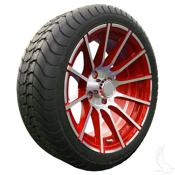 Set of (4) 205/35R-15 Golf Cart Street / Turf Tires with #600 Aluminum Wheels