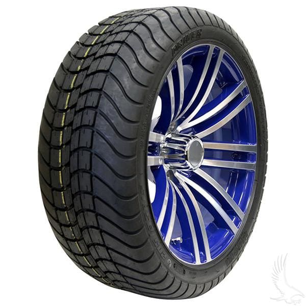 Set of (4) 205/35R-15 Golf Cart Street / Turf Tires with #601 Aluminum Wheels