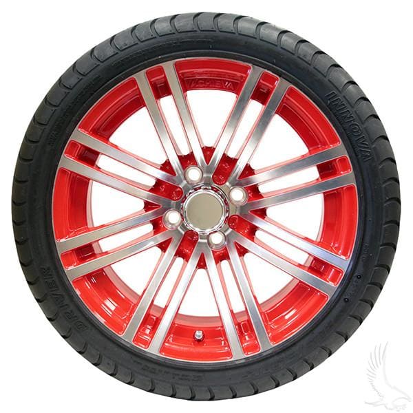 Set of (4) 205/35R-15 Golf Cart Street / Turf Tires with #601 Aluminum Wheels