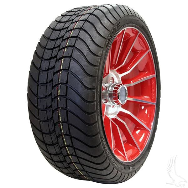 Set of (4) 205/35R-15 Golf Cart Street / Turf Tires with #603 Aluminum Wheels