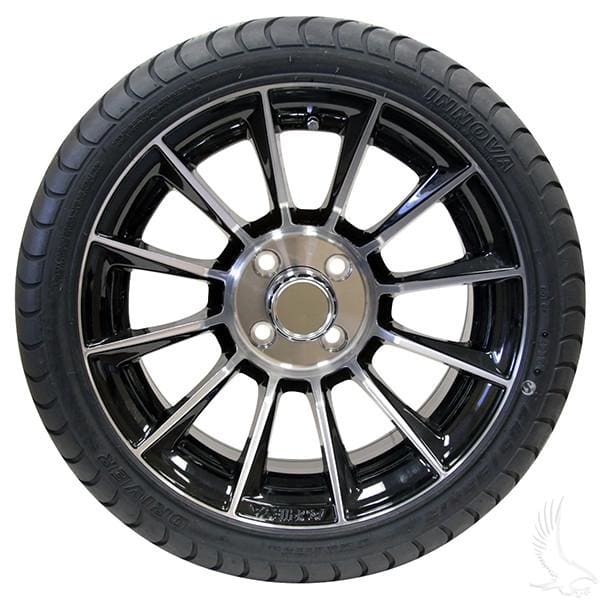 Set of (4) 205/35R-15 Golf Cart Street / Turf Tires with #603 Aluminum Wheels