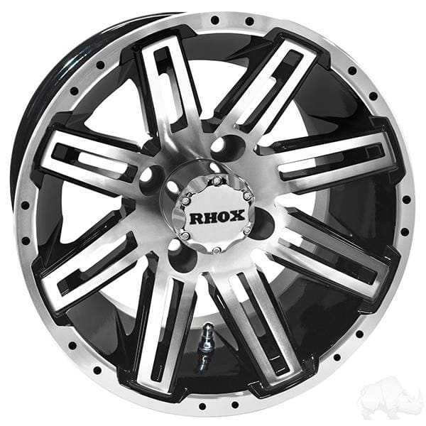 Set of (4) rhox rx265 12 machined black golf cart wheels -