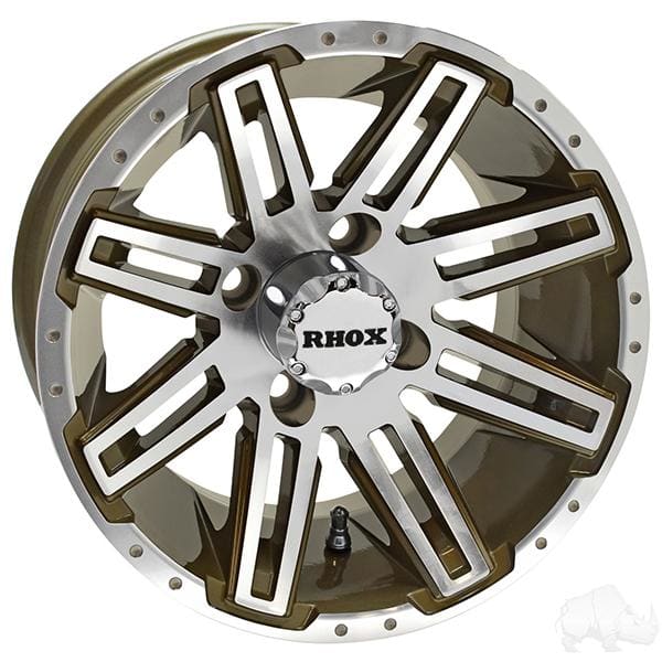 Set of (4) rhox rx265 12 machined bronze golf cart wheels -