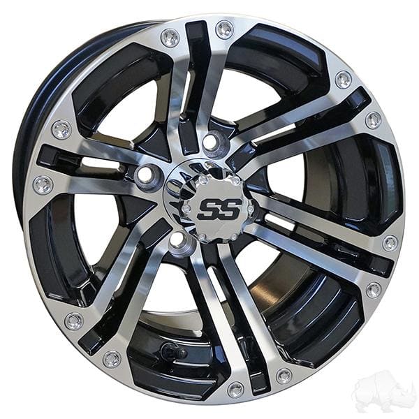 Set of (4) rhox rx330 12 machined black golf cart wheels -