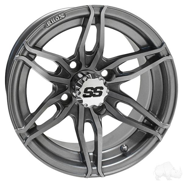 Set of (4) rhox rx377 12 gun metal golf cart wheels - choose