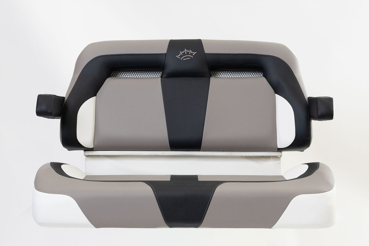 Suite Seats Sport Series Golf Cart Cushion Grey with Black &amp; White - Front View