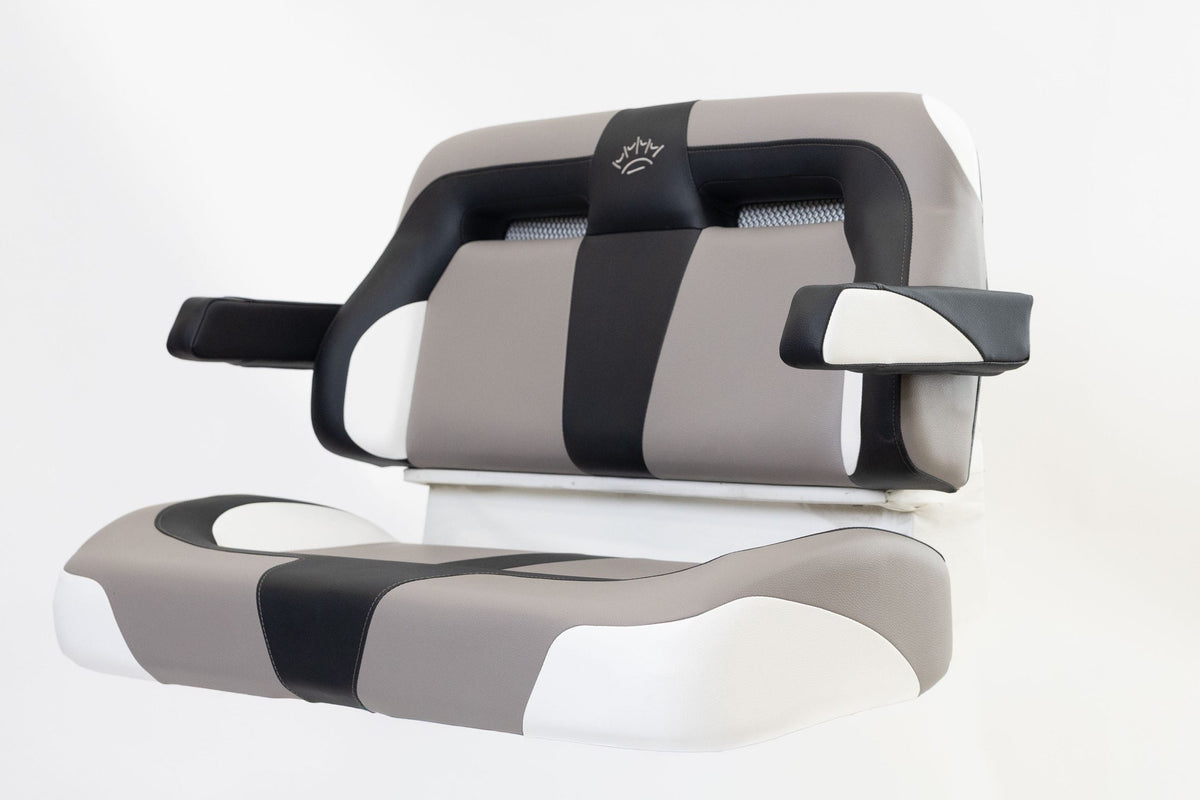 Suite Seats Sport Series Golf Cart Cushion Grey with Black &amp; White - Side View