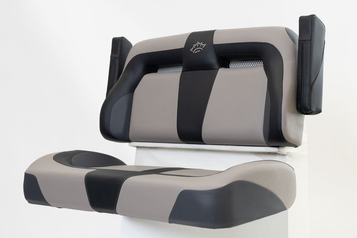 Suite Seats Sport Series Golf Cart Cushion Grey with Black - Side View Arms Up
