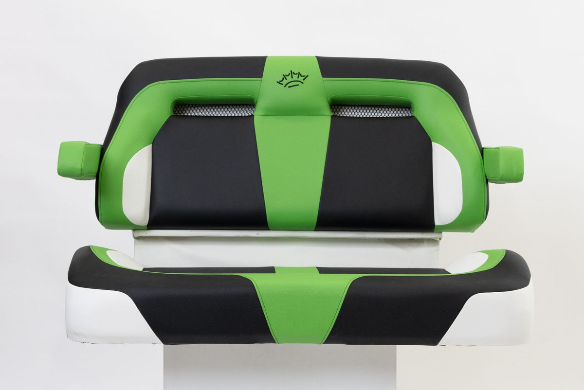 Suite Seats Sport Series Golf Cart Cushion Green with Black White - Front View 