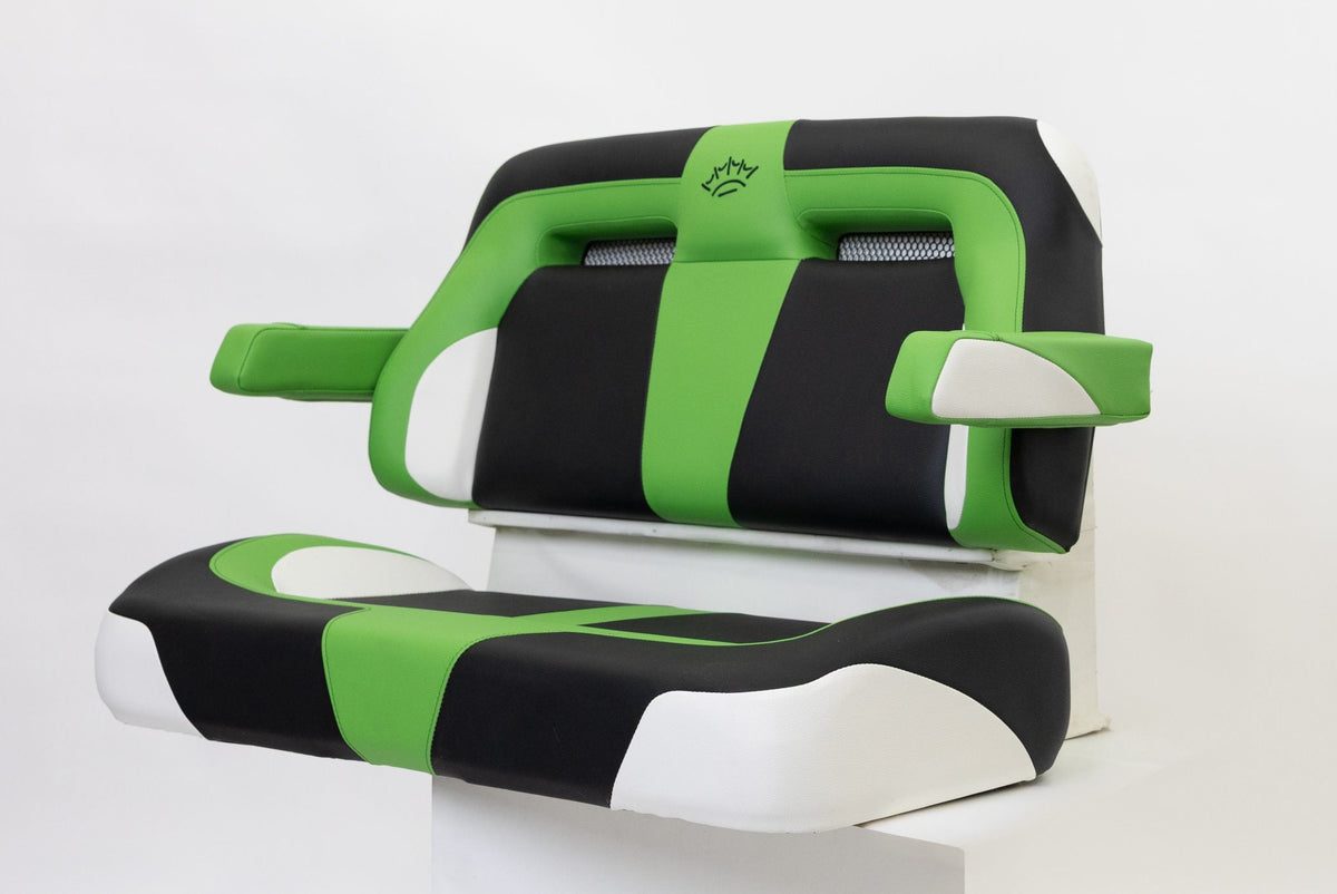 Suite Seats Sport Series Golf Cart Cushion Green with Black White - Side View 