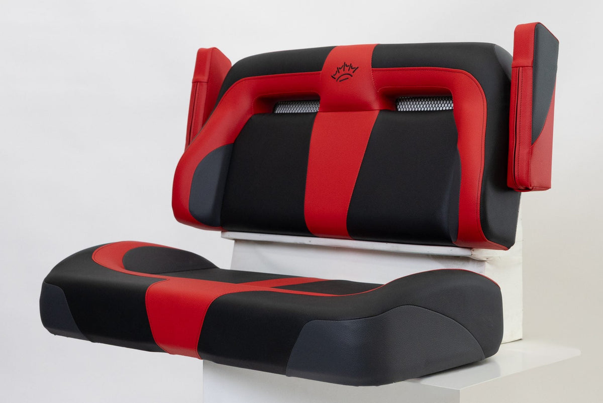 Suite Seats Sport Series Golf Cart Cushion Red with Black - Side View Arms Up