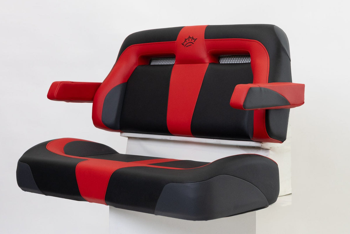 Suite Seats Sport Series Golf Cart Cushion Red with Black - Side View 