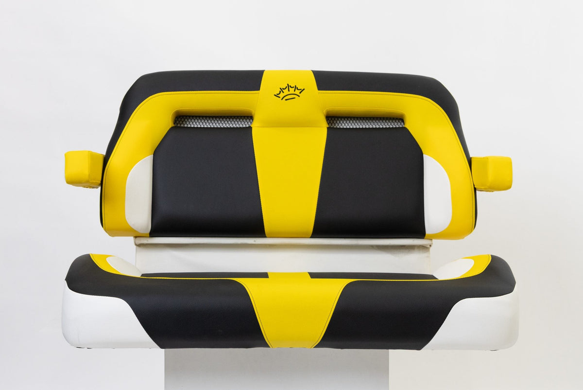 Suite Seats Sport Series Golf Cart Cushion Yellow with Black &amp; White - Front View 