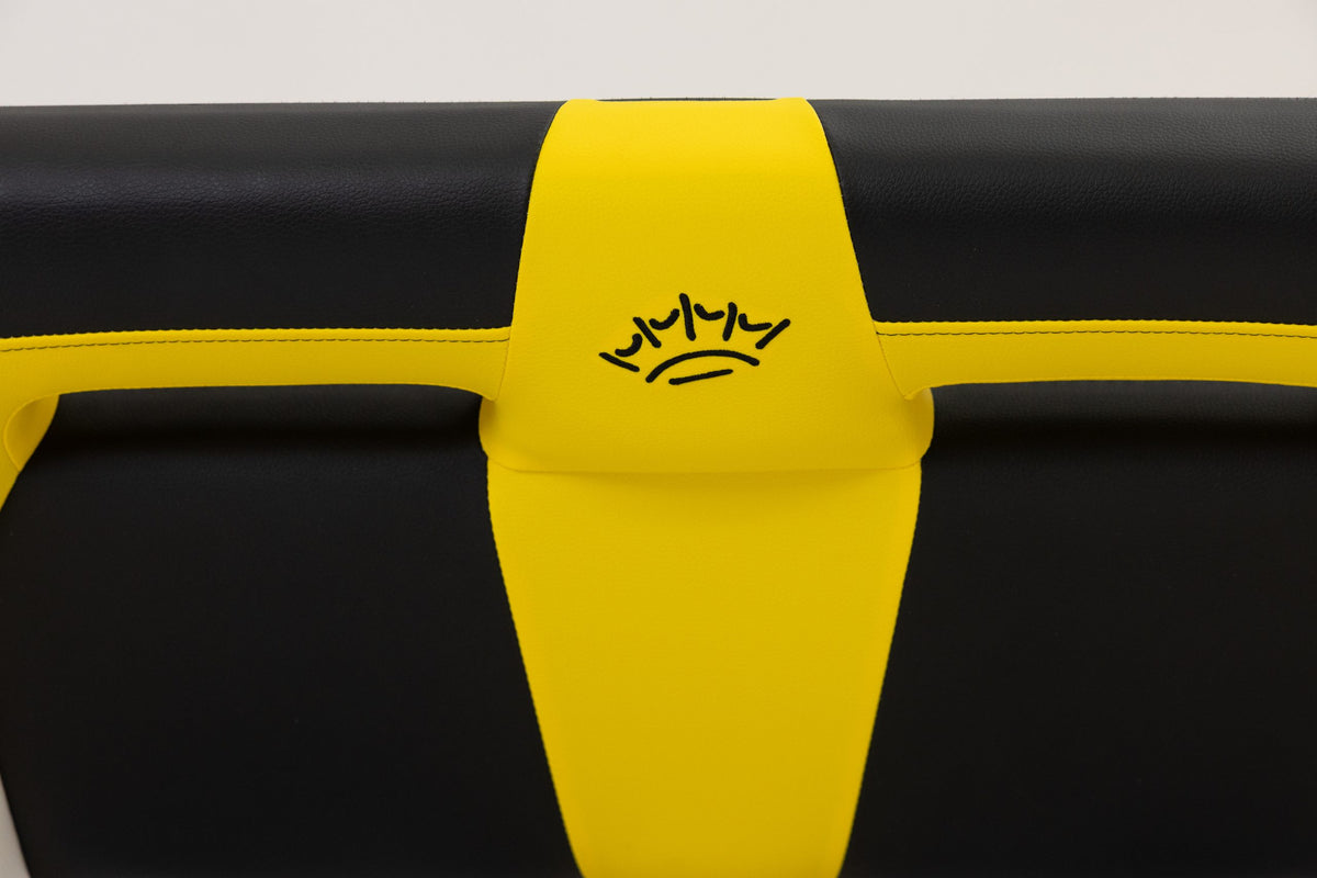 Suite Seats Sport Series Golf Cart Cushion Yellow with Black &amp; White - Logo View 
