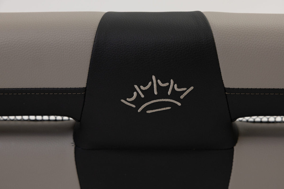 Suite Seats Sport Series Golf Cart Cushion Grey with Black &amp; White - Logo View