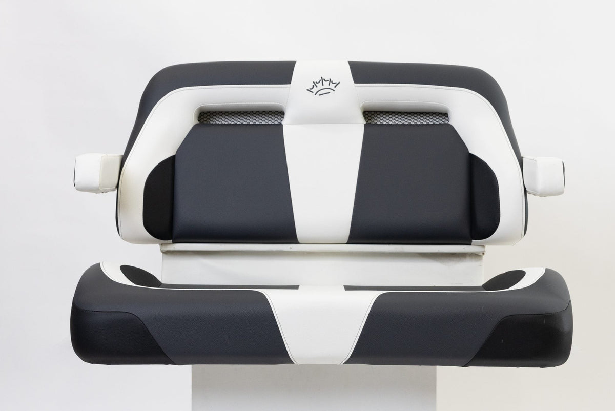Suite Seats Sport Series Golf Cart Cushion Dark Grey with White - Front View
