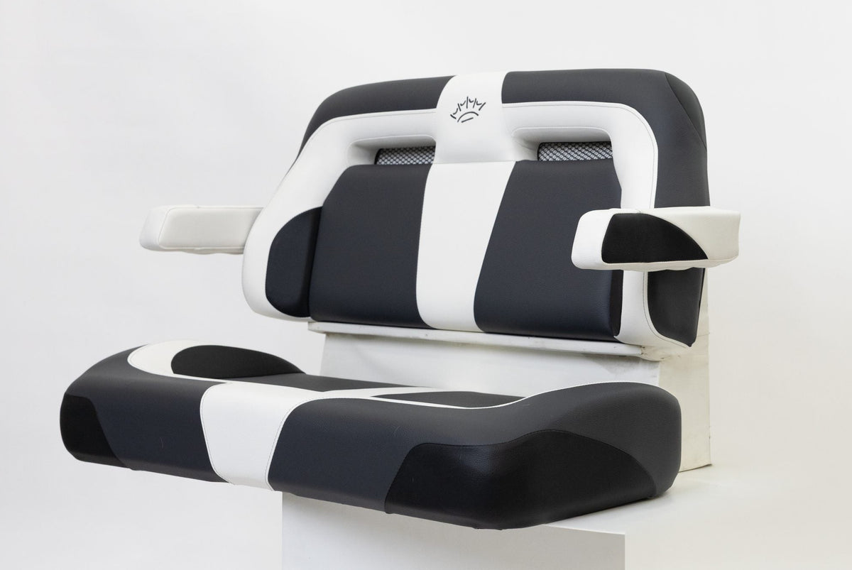 Suite Seats Sport Series Golf Cart Cushion Dark Grey with White - Side View