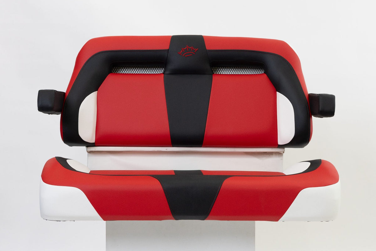 Suite Seats Sport Series Golf Cart Cushion Red with Black &amp; White - Front View 