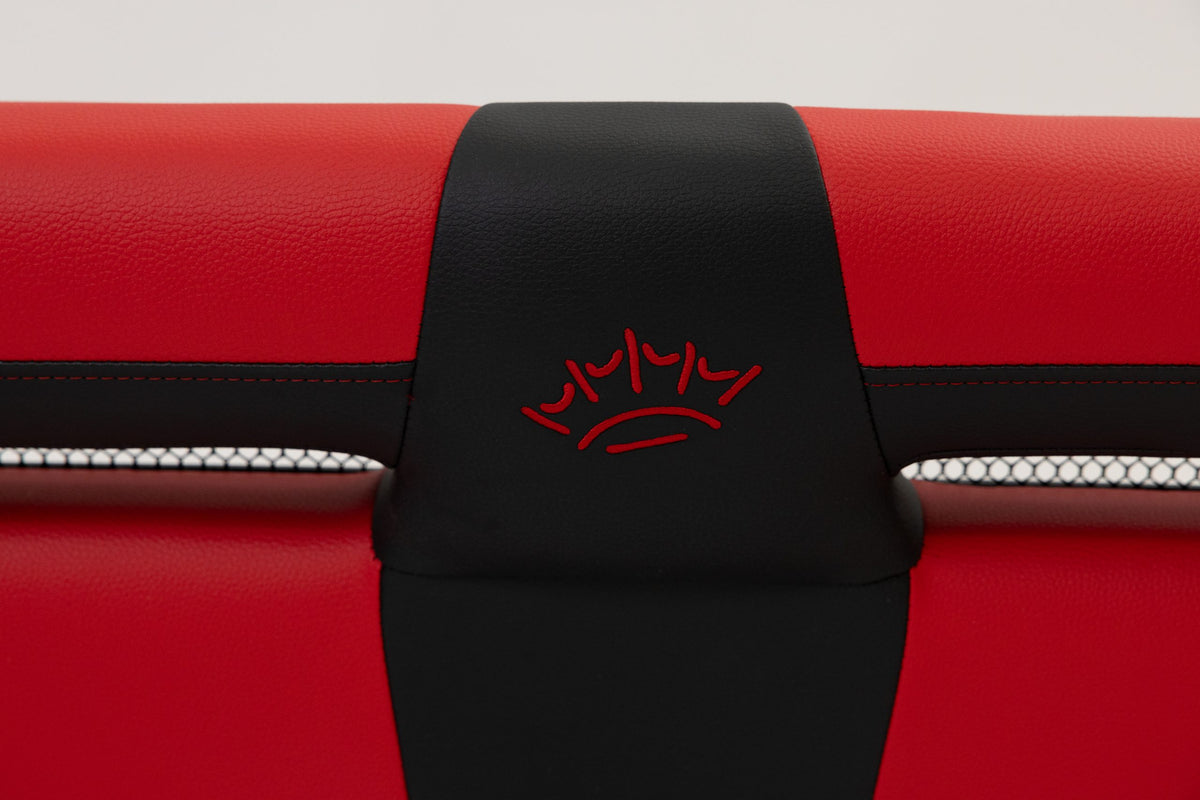 Suite Seats Sport Series Golf Cart Cushion Red with Black &amp; White - Logo View 