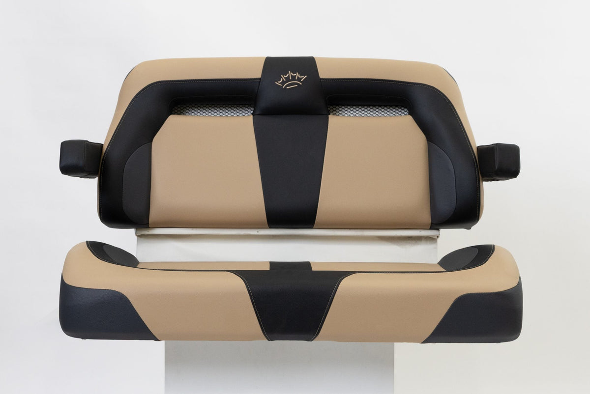 Suite Seats Sport Series Golf Cart Cushion Tan &amp; Black - Front View