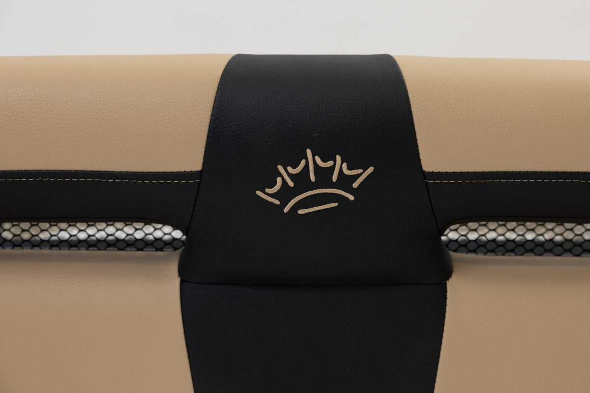 Suite Seats Sport Series Golf Cart Cushion Tan &amp; Black - Logo View