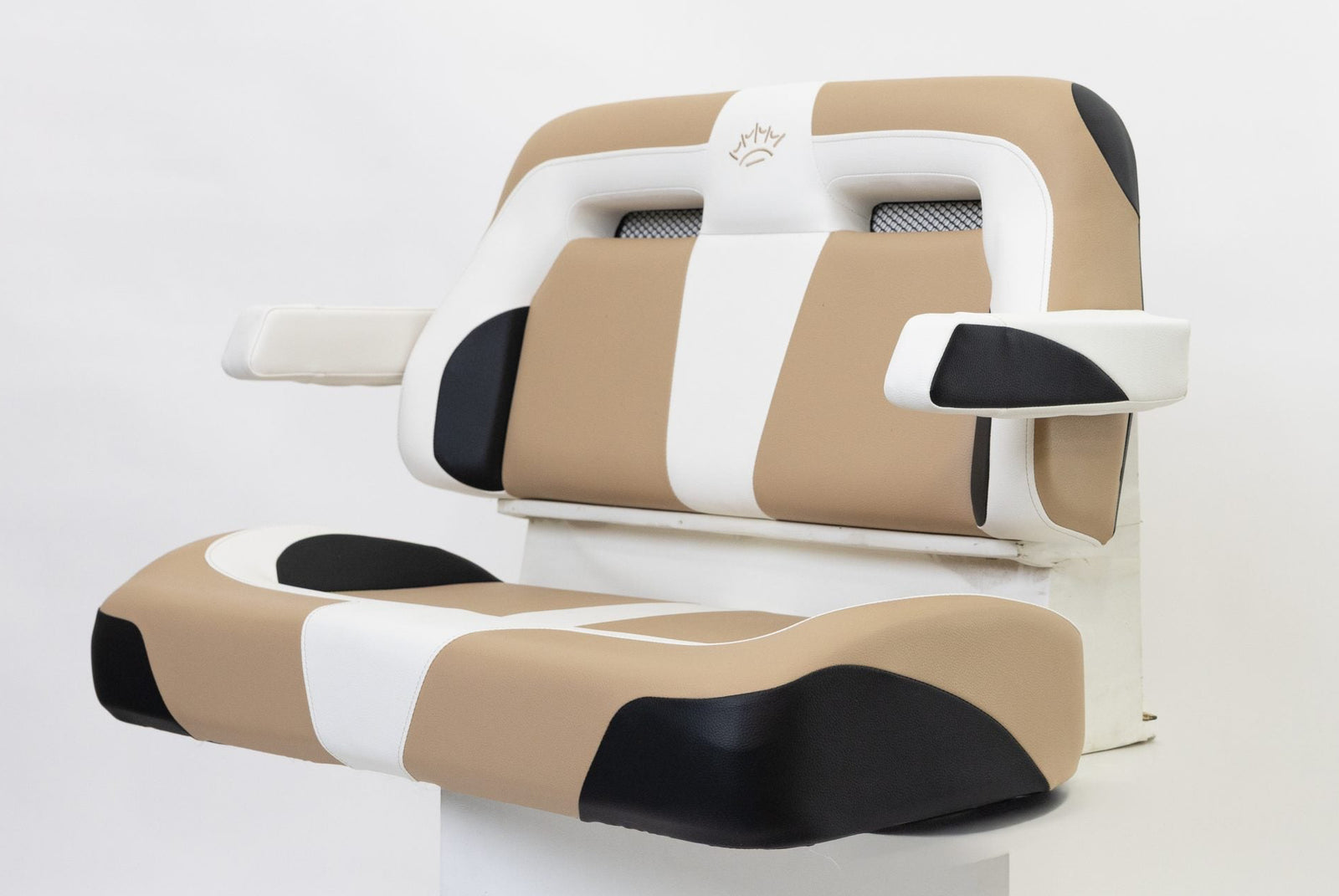 Suite Seats Sport Series Golf Cart Cushion Tan with White & Black - Side View 