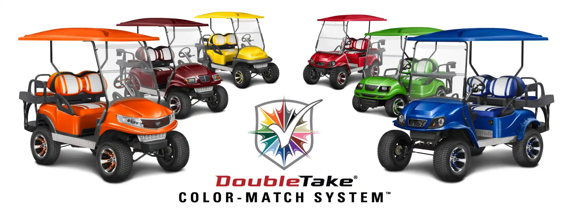 Colorful golf carts.