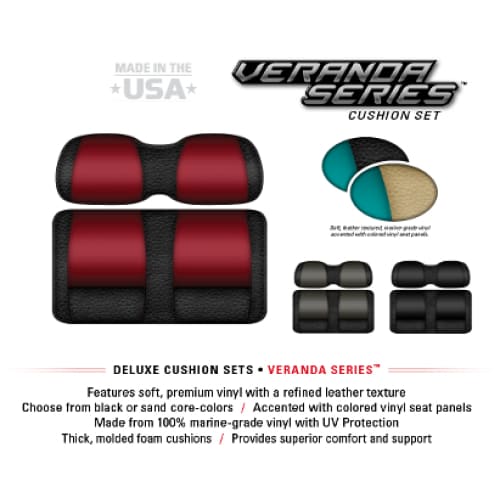 EZGO TXT Golf Cart Replacement Front Seat Cushions-  Doubletake Veranda