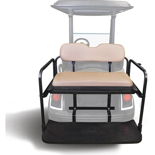 RHOX Rhino golf cart rear flip seat kit with Black Cushions - Installed