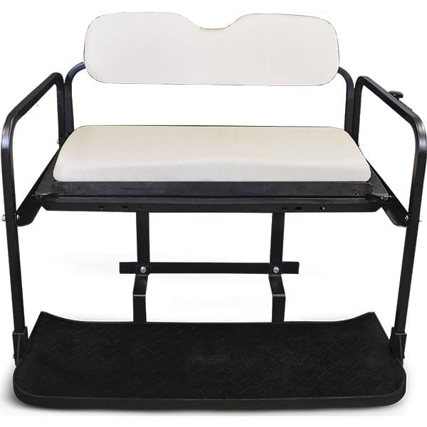 RHOX Rhino golf cart rear flip seat kit with White Cushions