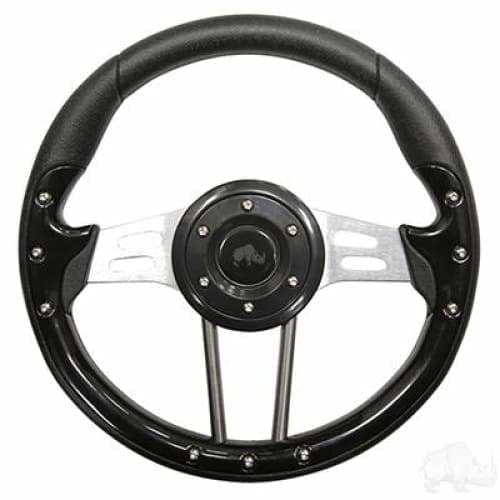 Black on Black 13" Aviator Golf Cart Steering Wheel with Adapter Hub