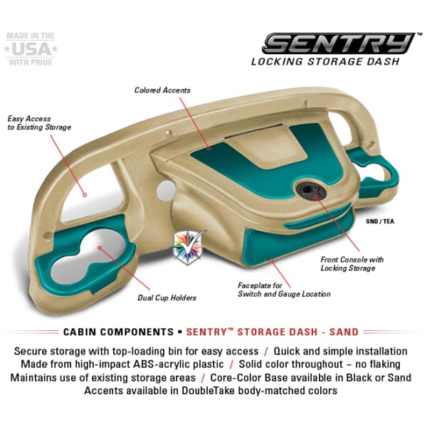 Club Car Precedent Golf Cart Sand Sentry Locking Storage Dash in Choice of 16 Colors