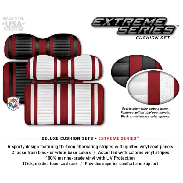 Club Car Precedent Golf Cart Front Seat Cushion- EXTREME Stripe