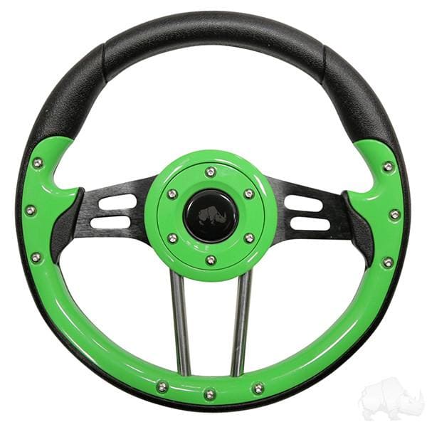 Lime Green 13&quot; Aviator Golf Cart Steering Wheel with Adapter Hub