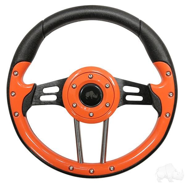 Orange 13&quot; Aviator Golf Cart Steering Wheel with Adapter Hub