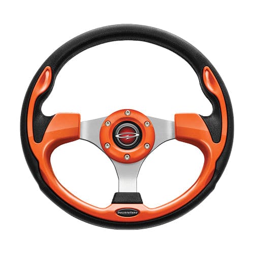 Orange doubletake pilot golf cart steering wheel and adapter